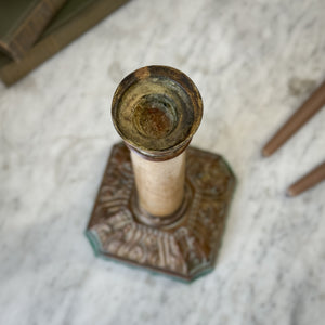 Vintage Marble Brass Taper Holder.