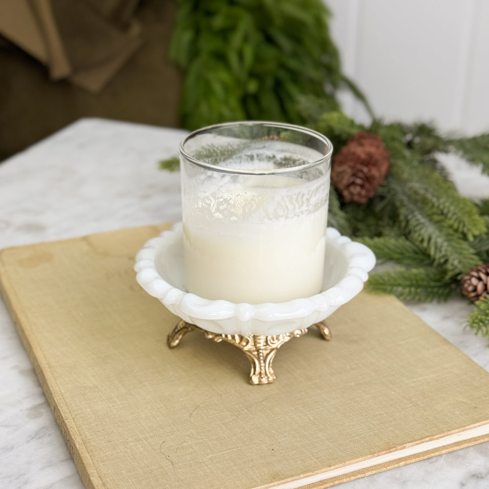 Vintage milk glass footed bowl.