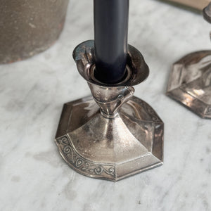 Vintage silverplate taper candle pair.