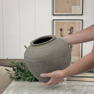 Vintage black pottery vase