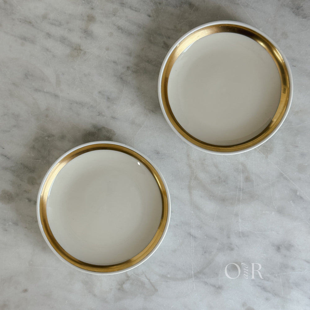 Vintage Ironstone Dish with Gold Rim
