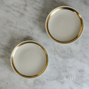 Vintage Ironstone Dish with Gold Rim