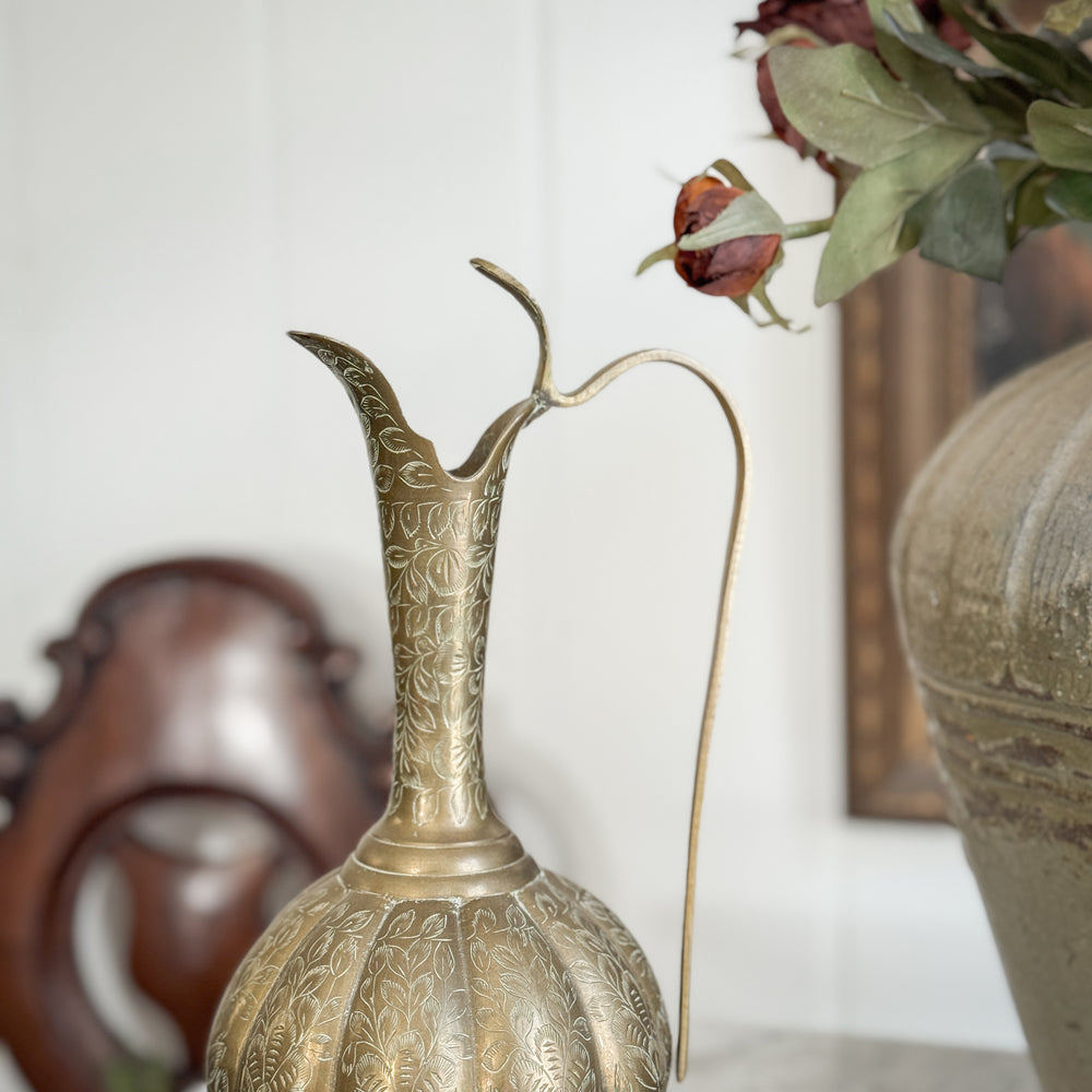 Vintage Brass Embossed Pitcher