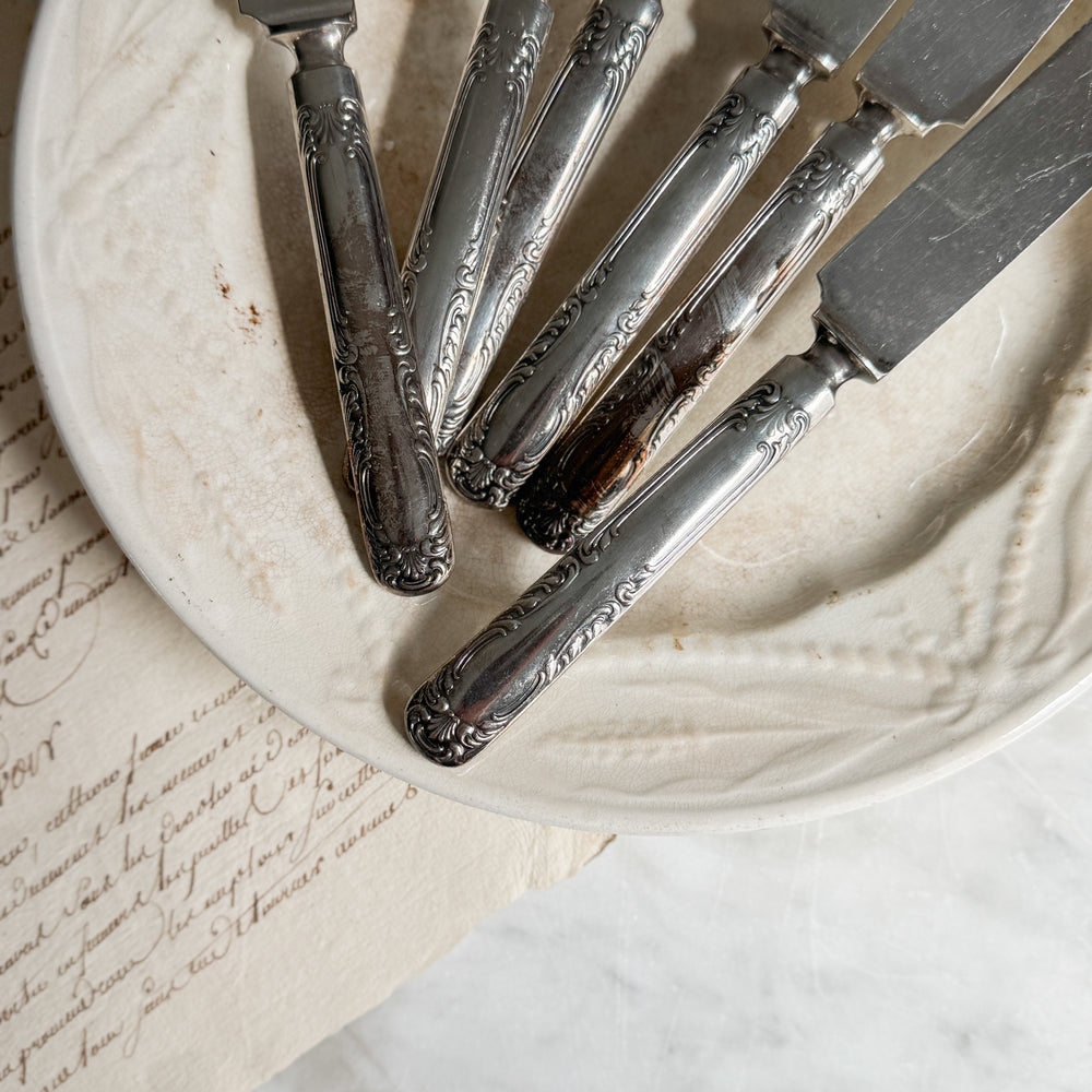 Vintage Set of 6 Silver plate Knives