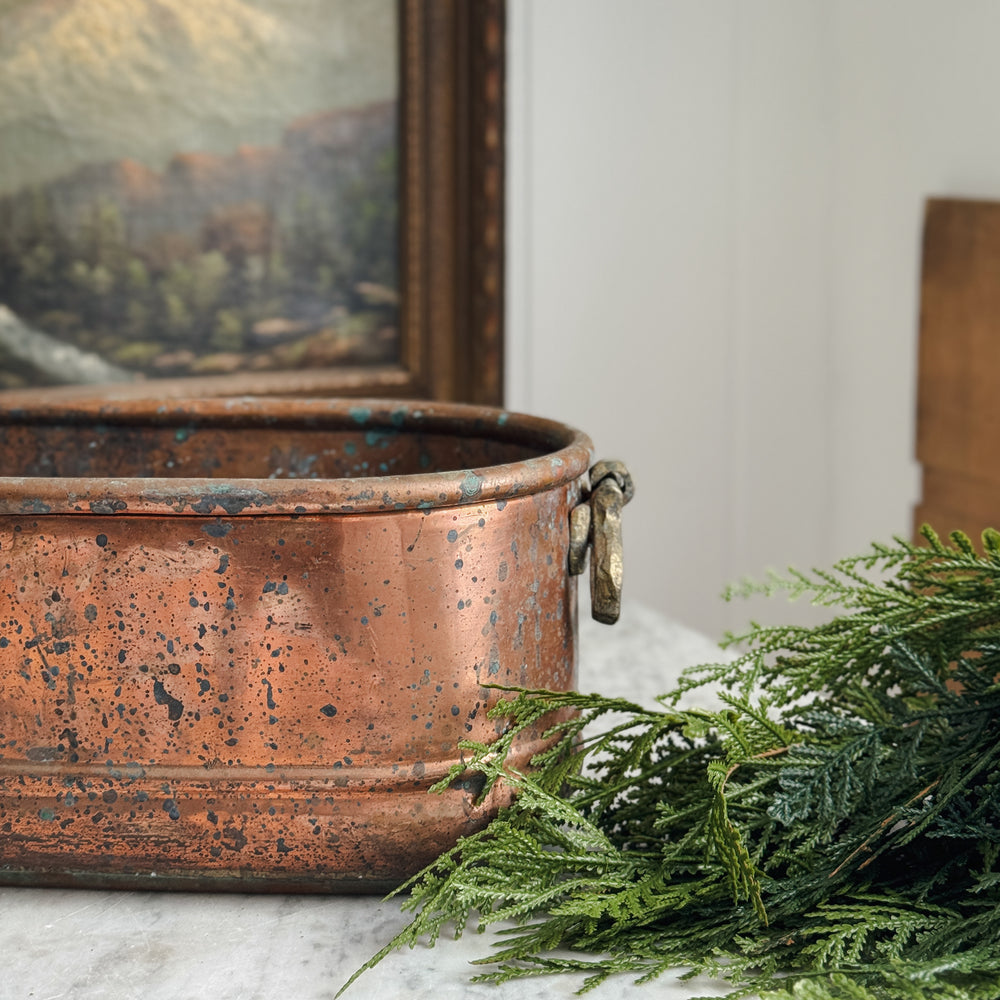 Vintage copper handled planter