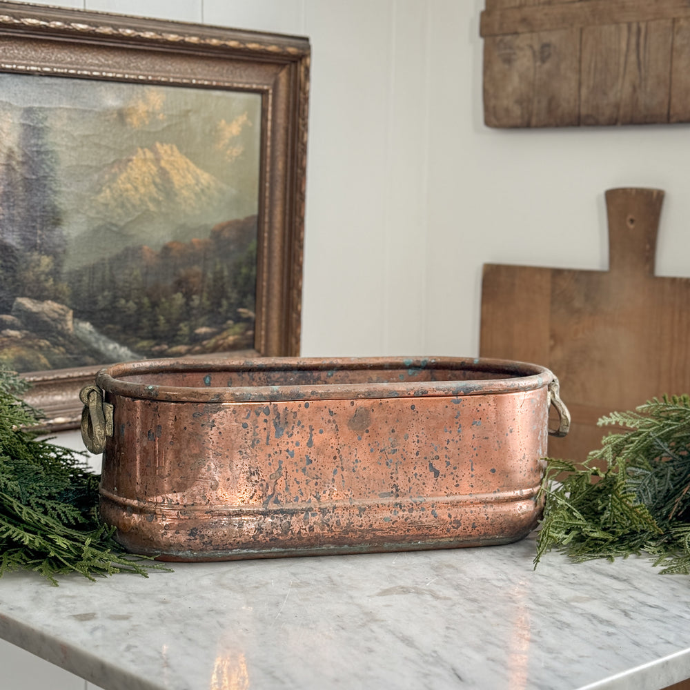 Vintage copper handled planter