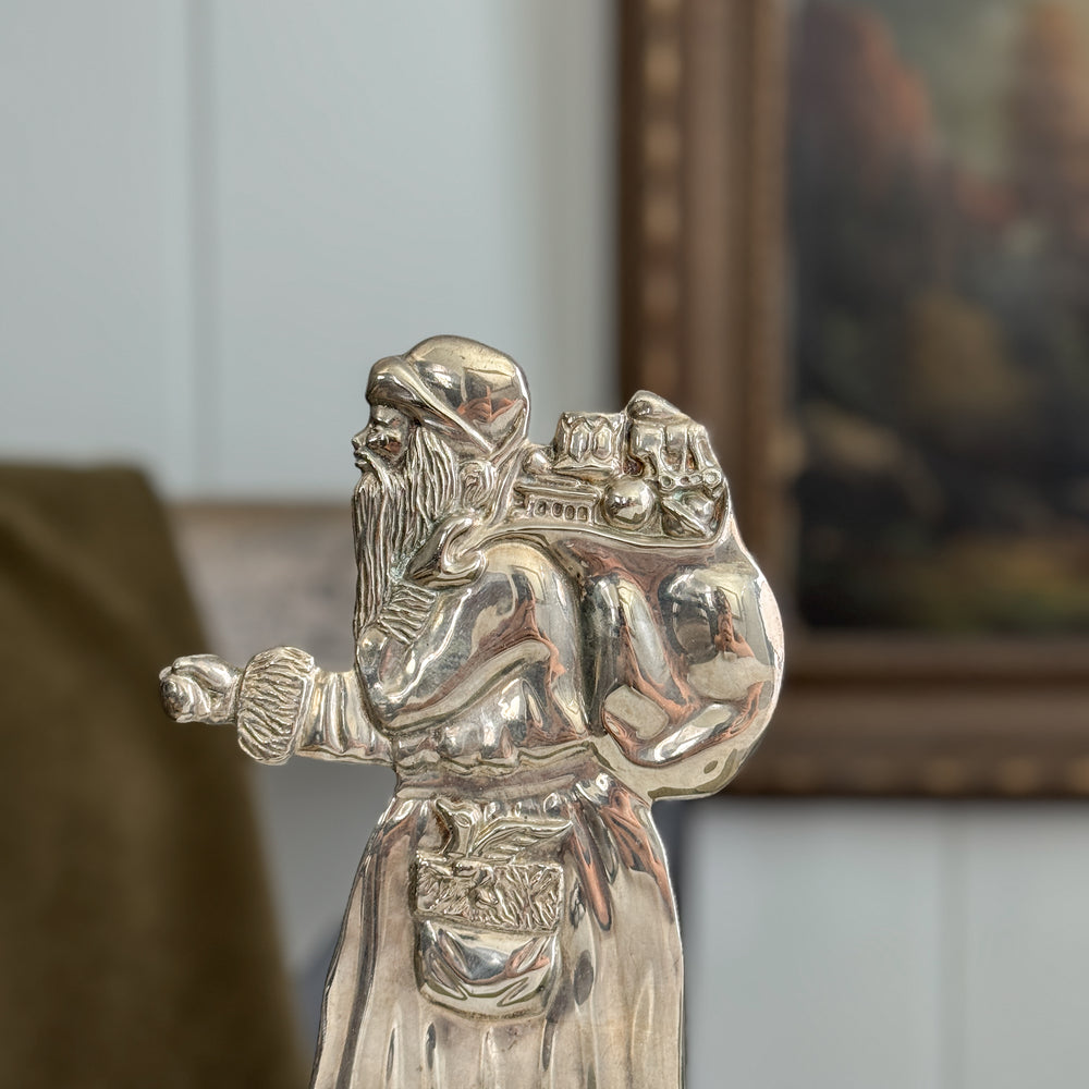Vintage Silver Plate Standing Santa