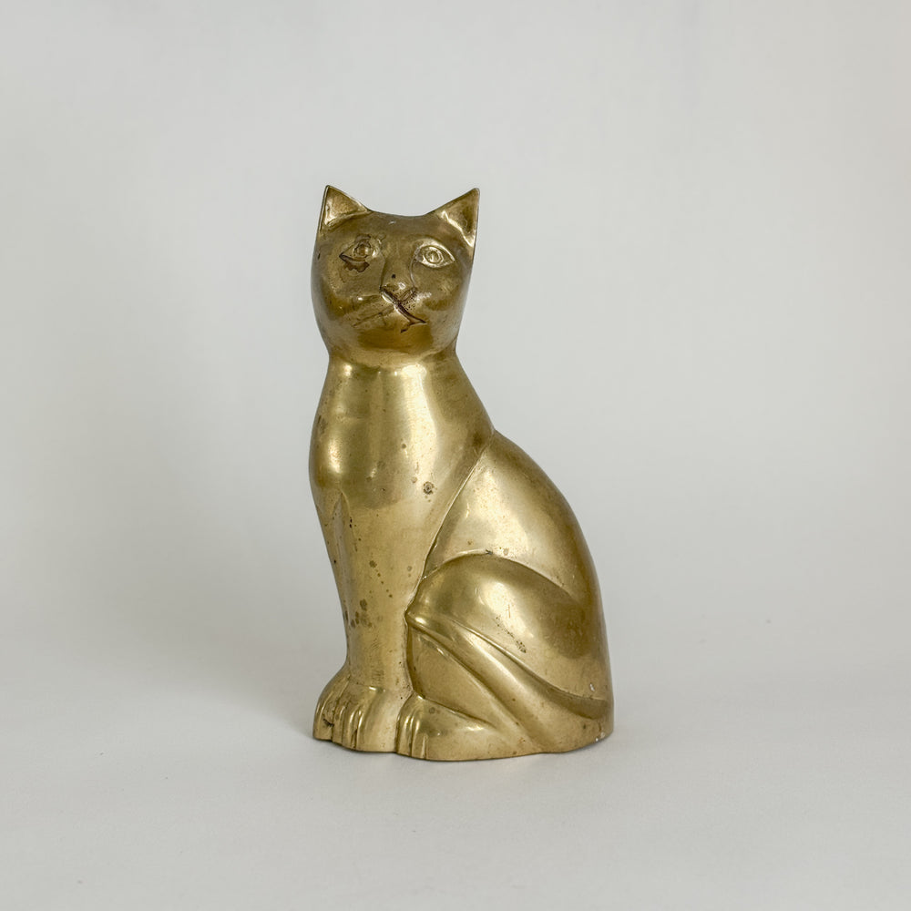 Vintage brass sitting cat