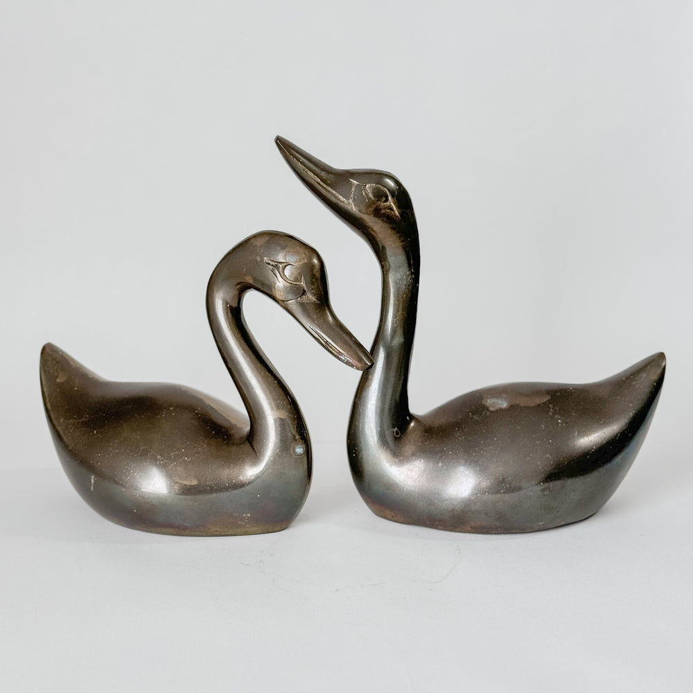 Vintage Brass Swans.