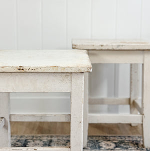 Vintage white painted european stool