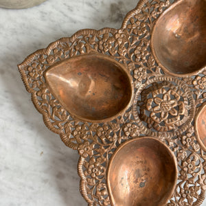 Vintage copper sectioned cut out tray.