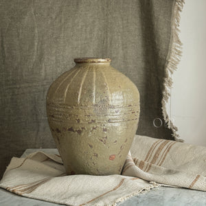 Vintage green pottery vase