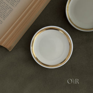 Vintage Ironstone Dish with Gold Rim