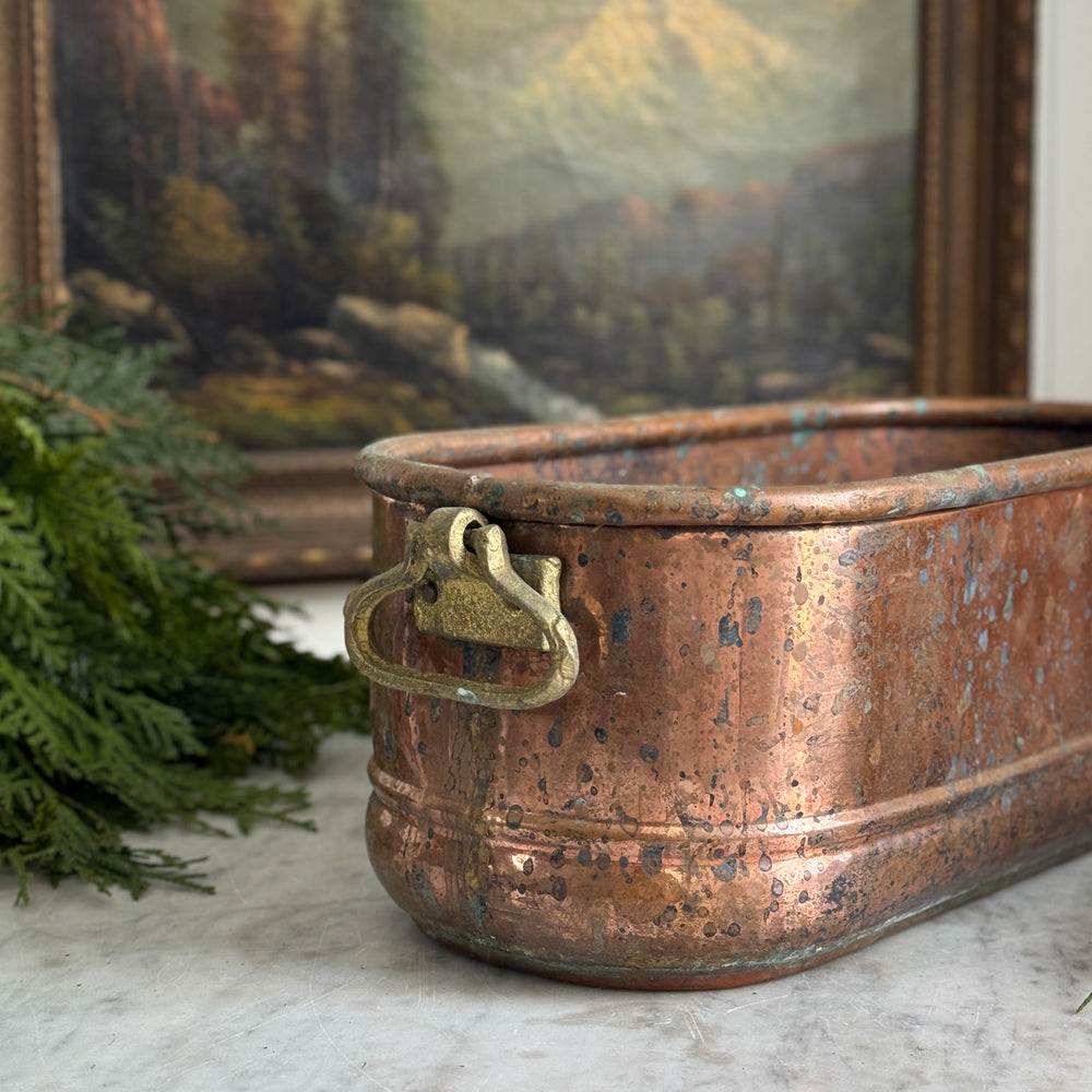 Vintage copper handled planter