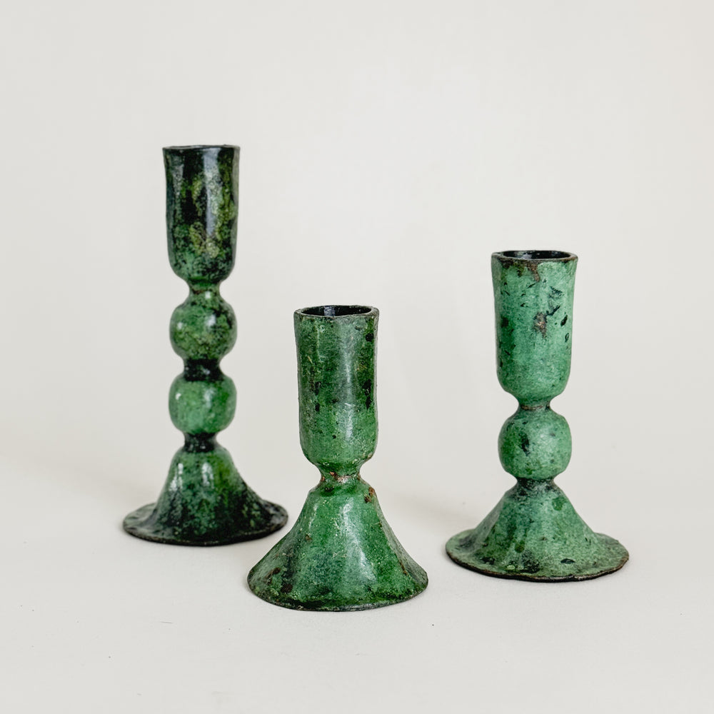 Il Prato green metal taper candleholder