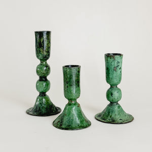 Il Prato green metal taper candleholder