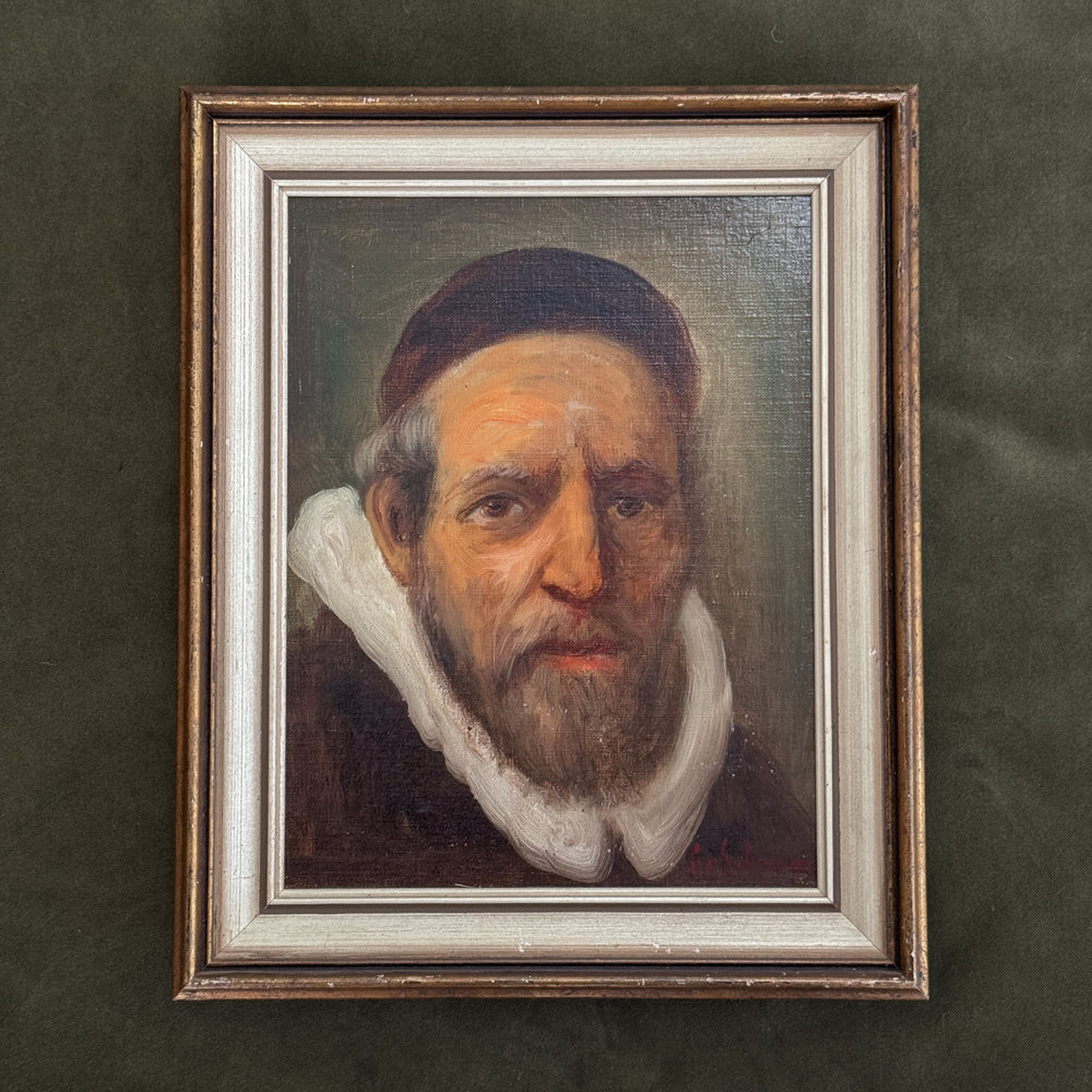 Vintage gentleman oil painting signed