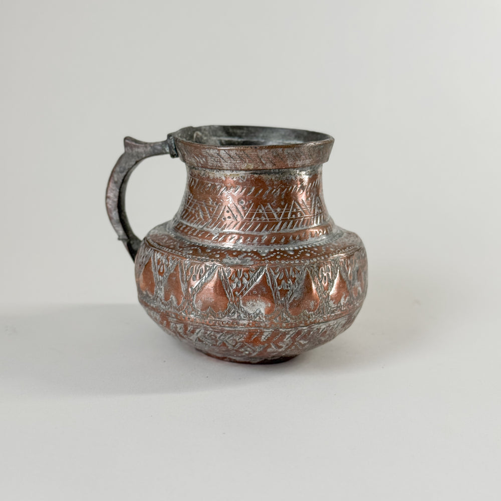 Vintage Etched Copper Pitcher.