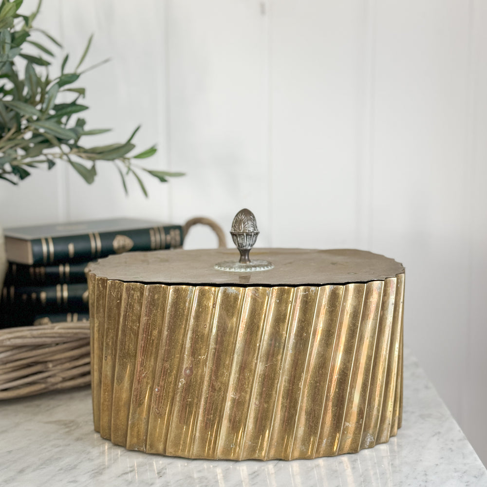 Vintage Brass lidded acorn box