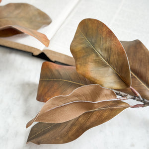 Faux Brown Autumn Magnolia Stem
