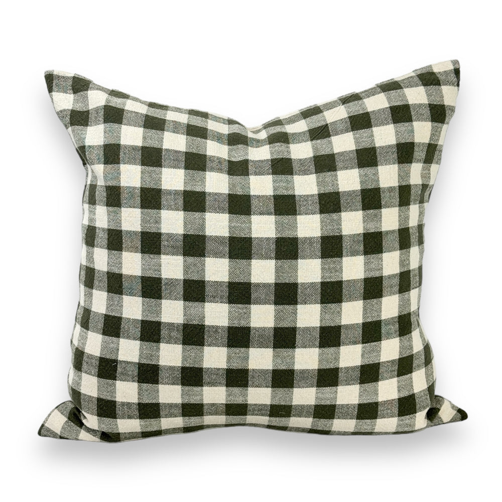 Olive Gingham Pillow Cover- Multiple Sizes