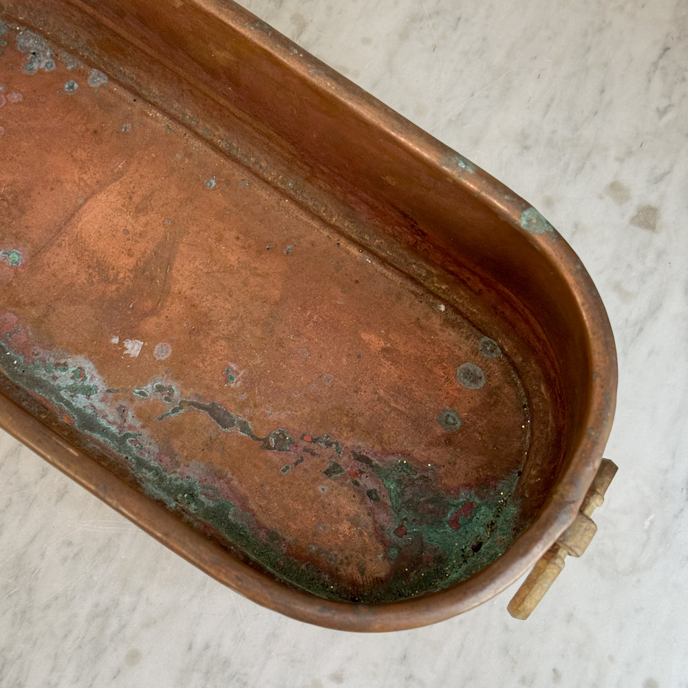 Vintage copper oval planter