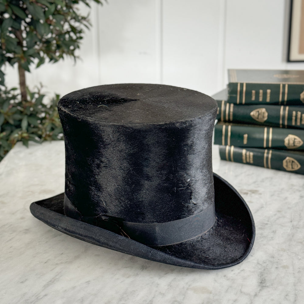 Vintage Felt Black Top Hat.