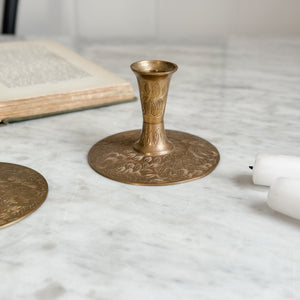 Vintage Brass Etched Taper Pair.