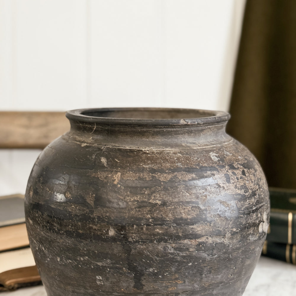 Vintage black pottery vase