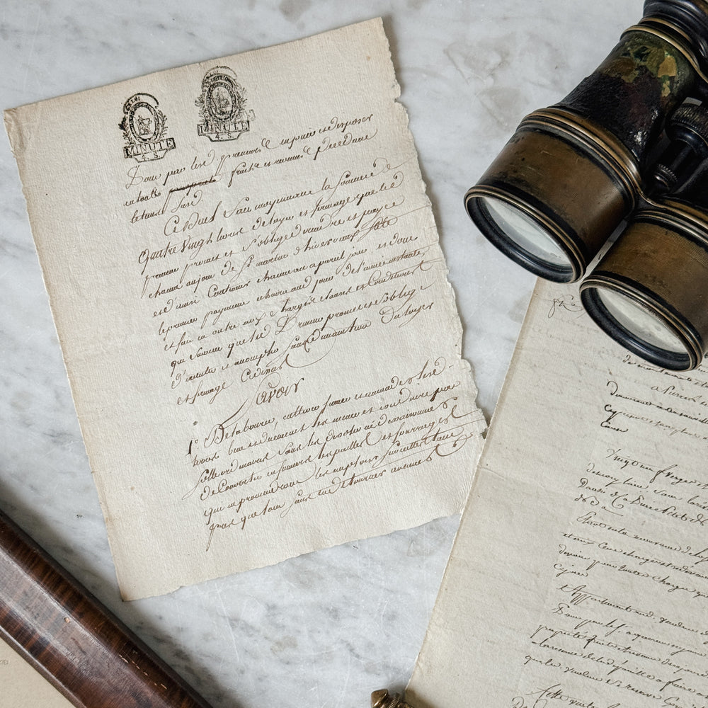 Antique 1700's Stamped French Documents.