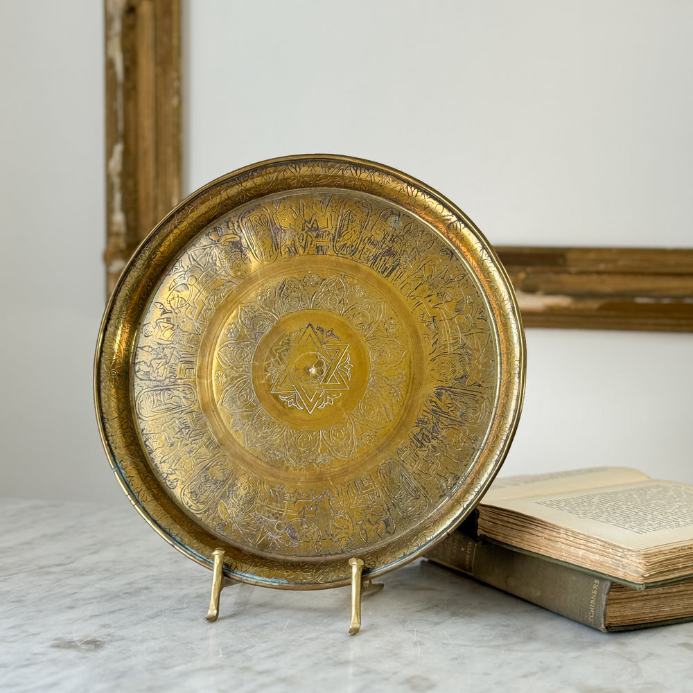 Vintage brass Ponja Thali tray