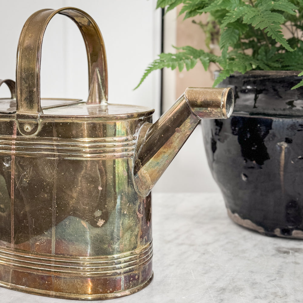 Vintage Brass English Hot Water Can