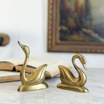 Vintage brass swan pair