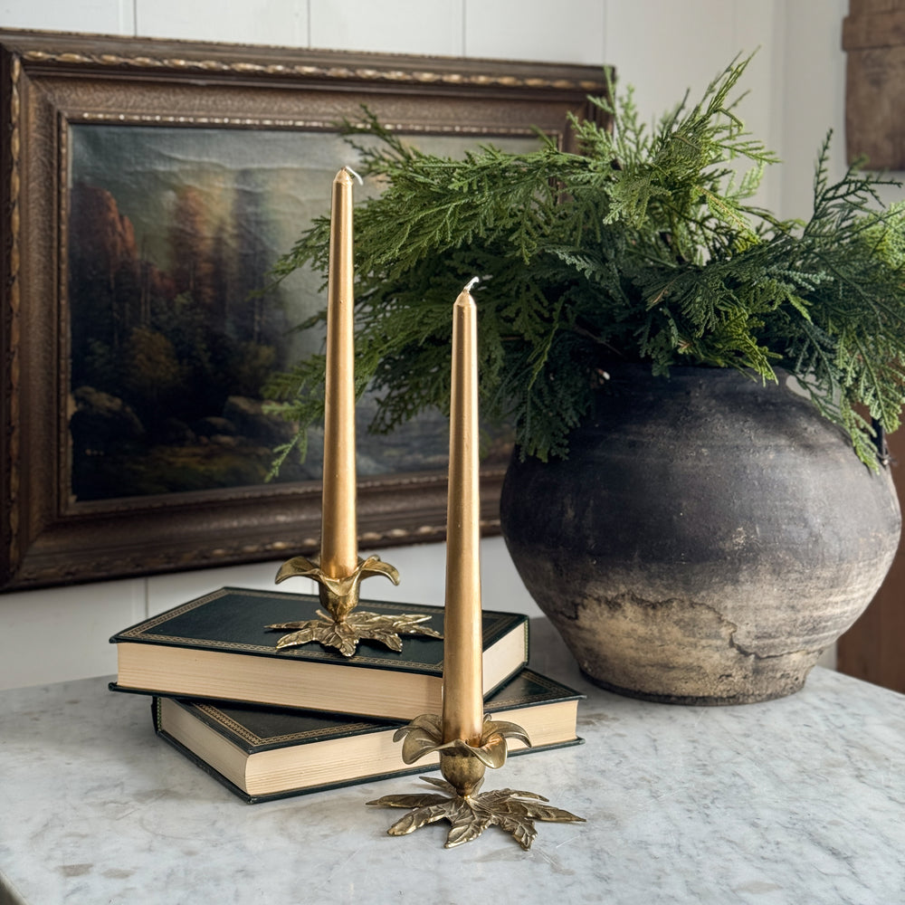 Vintage Brass Flower Taper.