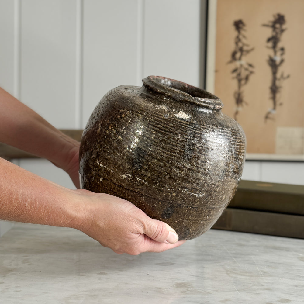 Vintage Brown Bean Pot I
