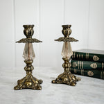 Vintage Glass and Metal Taper Pair