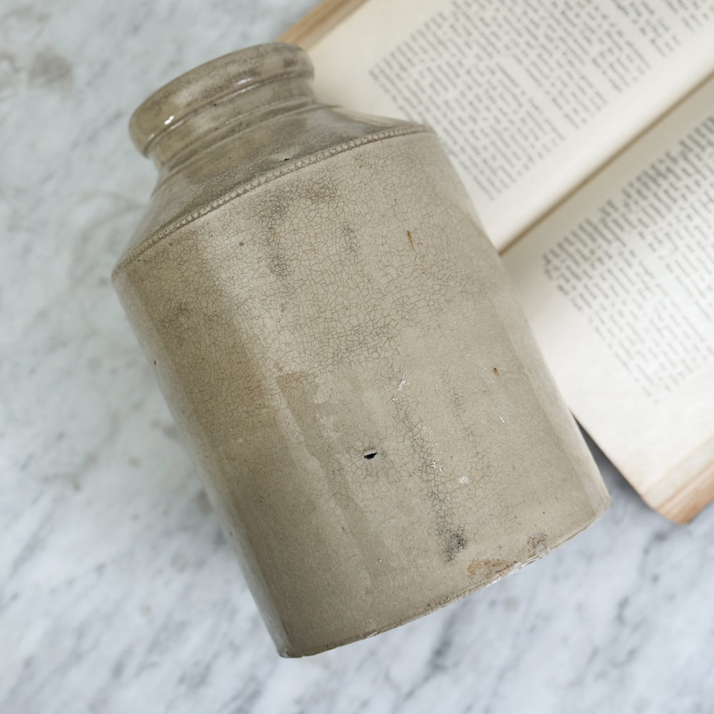 Vintage cream stoneware crock vase.