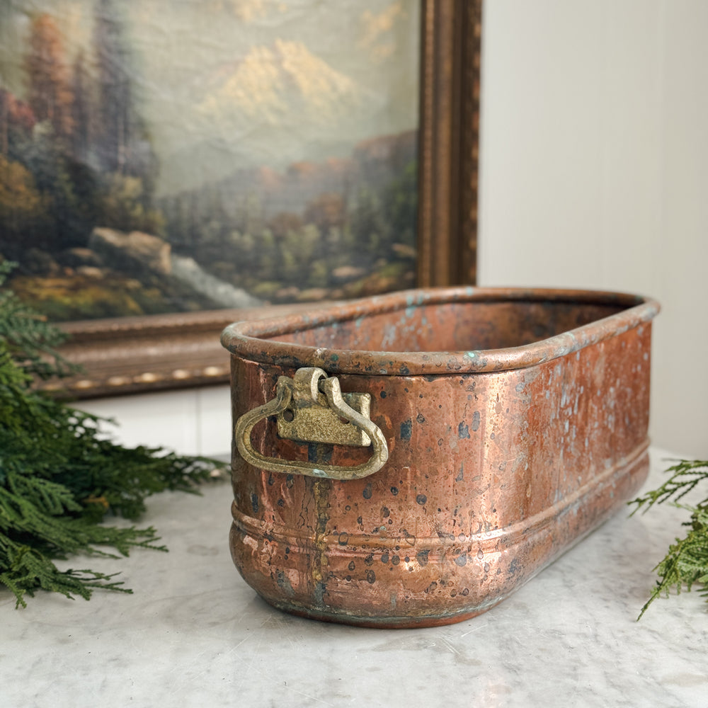 Vintage copper handled planter