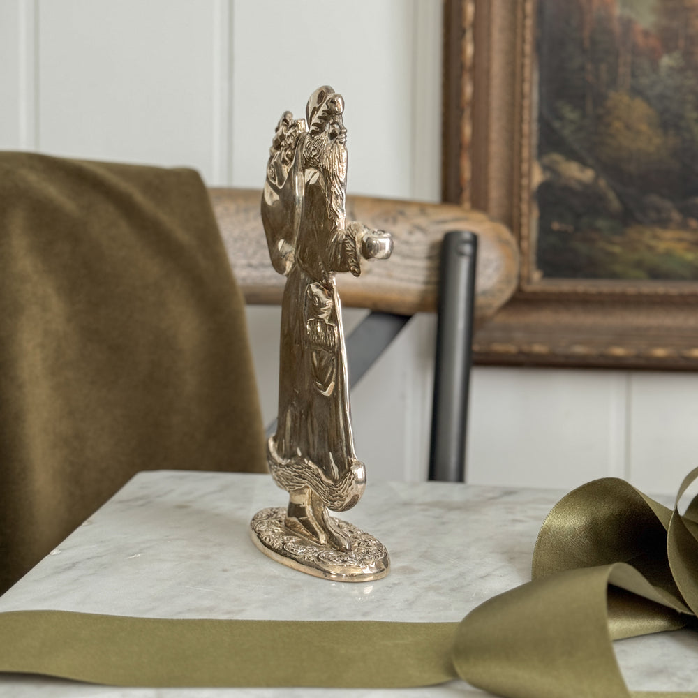 Vintage Silver Plate Standing Santa