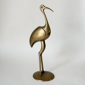 Vintage Brass Heron Statue.