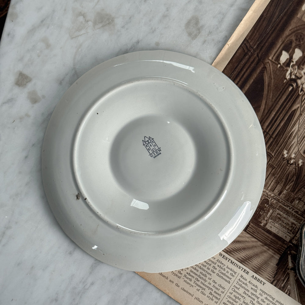 Antique white ironstone oyster plate - FRANCE.