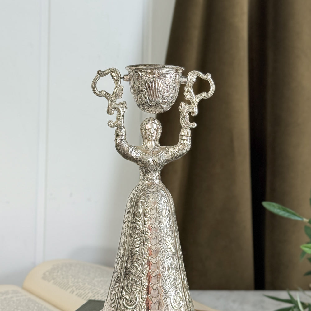 Vintage silverplate lady goblet.