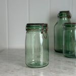 Vintage M Wide Green Glass Canning Jar- FRANCE