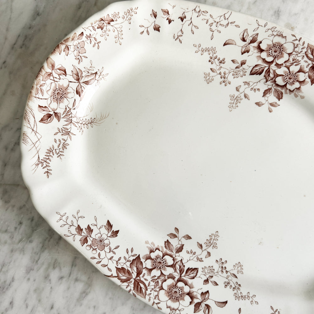Antique Surrey brown transferware ironstone platter