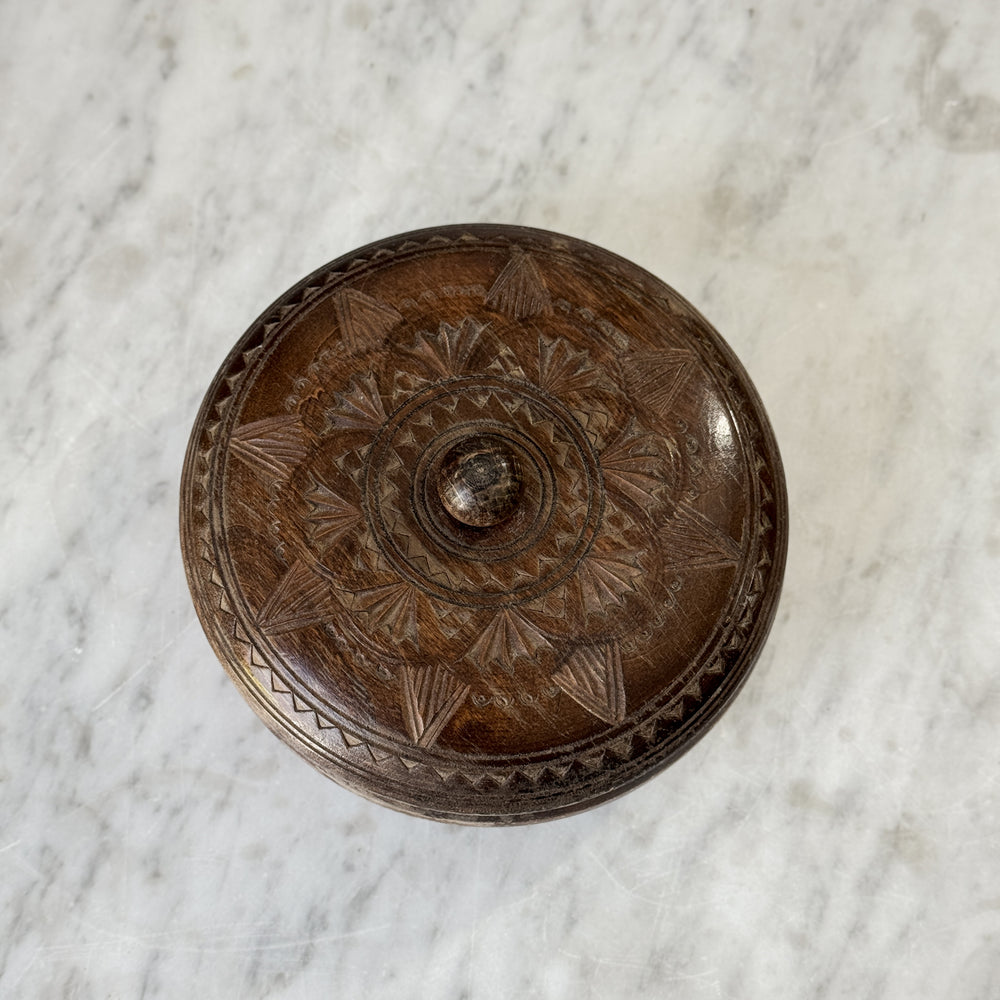 Vintage wood lidded bowl.