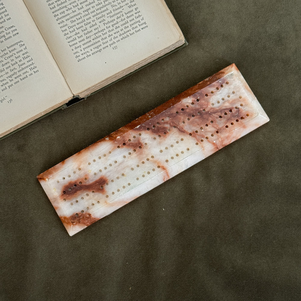 Vintage alabaster blush board tray.