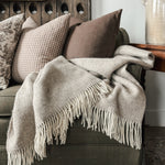 Taupe Herringbone European Wool Blanket.