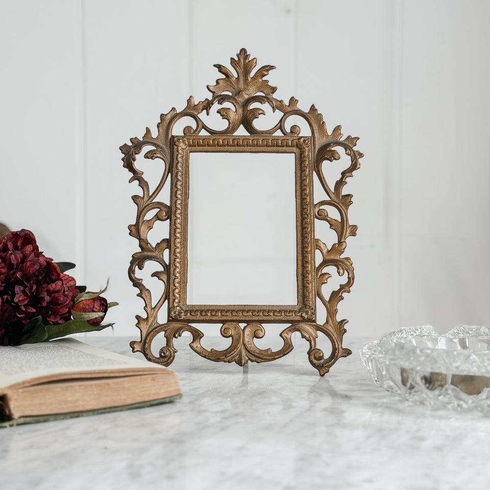 Vintage Brass Floral Scroll Frame