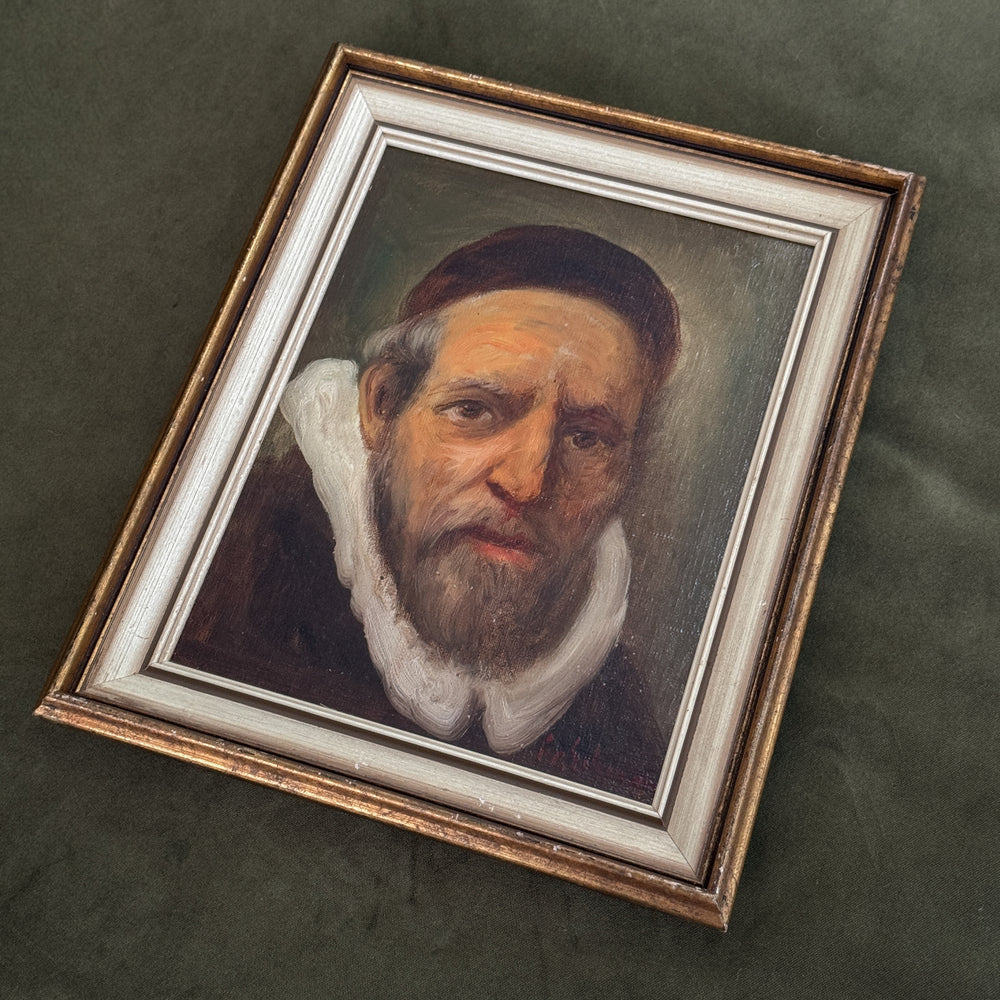 Vintage gentleman oil painting signed