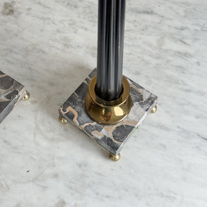 Vintage Italian Black Marble Taper Pair